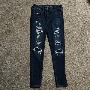 American Eagle Distressed Skinny Jeans - Dark Wash